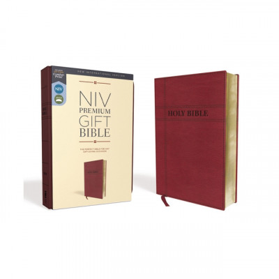 Niv, Premium Gift Bible, Leathersoft, Burgundy, Red Letter Edition, Comfort Print foto
