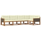 vidaXL Set de canapele de exterior cu pernă 5 pcs Natural și Crem 3382558