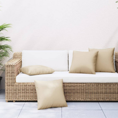 Perne decorative, 4 buc., bej, 60x60 cm, material textil foto
