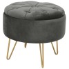 Taburet, rotund, cu spatiu depozitare, catifea, gri grafit, max 80 kg, 38x33 cm, Caro, Akord GartenVIP DiyLine, Akord Furniture Factory