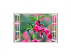 Autocolant decorativ, Fereastra, Arbori si flori, Multicolor, 83 cm, 377ST foto