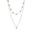 Colier Dama Aurie cu Pietre Negre &amp; Strass, Set 2 Bucati, Elegant &amp; Rafinat