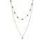 Colier Dublu Femei, Lant Culoare Aurie, Pietre Negre, Picatura Strass, Set 2 Bucăți