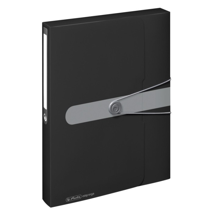 Mapa PP A4 40mm EOTG, inchidere buton cu elastic, negru opac