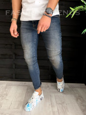 Blugi barbati PREMIUM albastri conici skinny casual - COLECTIE NOUA - A3791 foto