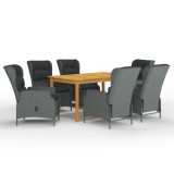 vidaXL Set mobilier de grădină, 7 piese, gri deschis