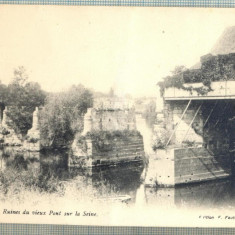 AD 56 C. P. VECHE - VERNON- RUINES DU VIEUX PONT SUR LA SEINE -FRANTA -1916