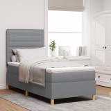 VidaXL Pat Box Spring cu Saltea &amp; LED Gri Deschis 100x200 cm Fabrică