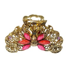 Clama de par in forma de Paun, Vintage, 7 cm, Roz, 87BJ
