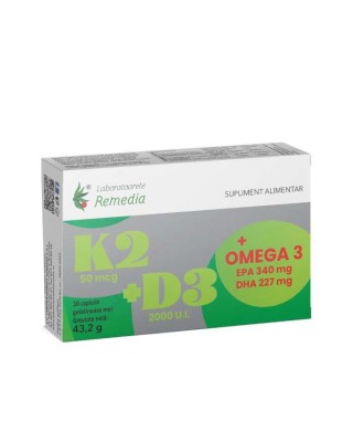 K2+D3+Omega 3 30 capsule gelationoase moi Remedia foto