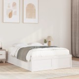 Gossi cadru de pat fara saltea, alb, 135x190 cm, lemn masiv de pin
