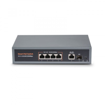 Switch smart PoE 4 porturi 100 1000mbps, 78W, 4GE(PoE)+1GE+1SFP, G0411GB-C foto