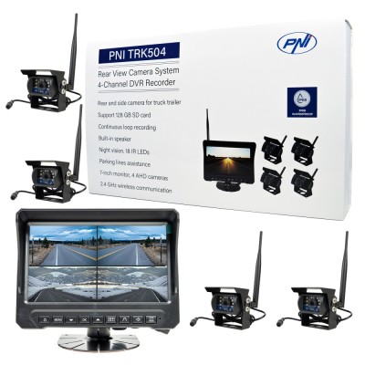 Aproape nou: Kit supraveghere video wireless PNI TRK504 pentru camion DVR cu monito foto