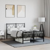 VidaXL Cadru pat metalic cu tăblie de cap/picioare, negru, 120x190 cm