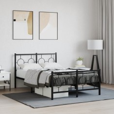 vidaXL Cadru pat metalic cu tăblie de cap/picioare, negru, 120x190 cm 376241