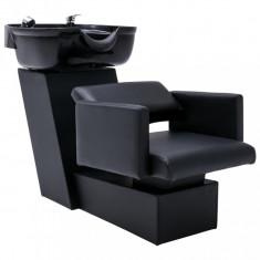 Scaun salon samponare cu lavoar negru, 129x59x82 cm, piele eco GartenMobel Dekor