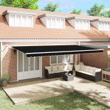 Marchiza automată retractabilă cu LED negru 600x350 cm, Material de schimb pentru marchiză vidaXL pentru cadru de 6x3,5 m negru