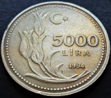 Moneda 5000 LIRE - TURCIA, anul 1994 * cod 2258 E - model MARE