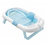 Cadita pliabila bebe cu plasa, 2 culori-albastru, Timelesstools