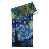 Fular tip esarfa pictata multicolor 2, casmir, 08 albastru/galben