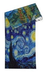 Fular tip esarfa pictata multicolor 2, casmir, 08 albastru/galben