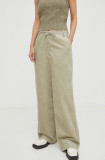 Day Birger et Mikkelsen pantaloni de catifea cord culoarea verde, drept, high waist