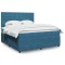 vidaXL Pat box spring cu saltea, albastru &icirc;nchis, 180x200 cm, catifea 3292410