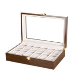 Cumpara ieftin Cutie pentru depozitare / expunere 12 ceasuri - Lemn lacuit - Culoare Nuc 12LML, Watchbox