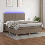 Cumpara ieftin Gossi pat cu arcuri, saltea si led, gri taupe, 160x200 cm, textil