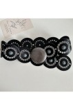 Centură vestern neagră din piele PU, stil vintage boho, cu disc oval golit, centură largă cu cataramă din aliaj, potrivită pentru rochii, blugi, costu