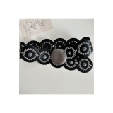 Centură vestern neagră din piele PU, stil vintage boho, cu disc oval golit, centură largă cu cataramă din aliaj, potrivită pentru rochii, blugi, costu