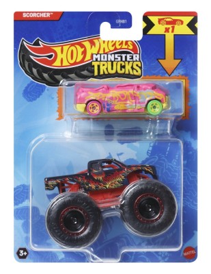 HOT WHEELS MONSTER TRUCK SI MASINUTA METALICA SCORCHER SuperHeroes ToysZone foto