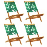Cumpara ieftin Scaune de gradina pliabile 4 buc., textil verde/lemn masiv