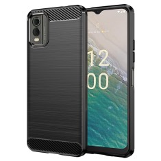 Husa Nokia C32 Techsuit Carbon Silicone, negru foto