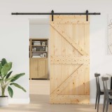 vidaXL Ușă glisantă NARVIK Natural și Negru 90 x 210 cm (213,5 cm) 3445213