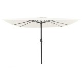 Cumpara ieftin Umbra de grădină pătrată cu LED-uri, 295 x 245 cm, bej alb
