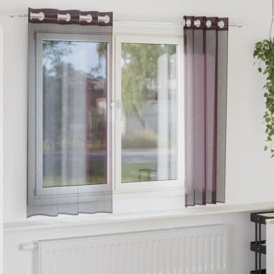 vidaXL Perdele Voile cu Oelii 2 buc Violet 140x140 cm foto