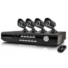 Sistem de supraveghere CCTV FULL HD, Kit DVR cu 4 camere exterior/interior Negru foto