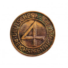 moneda din bronz Germania 4 reichspfenning 1932 km # 75 Weimar Republic