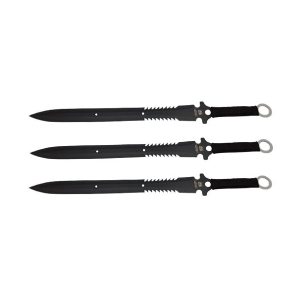 Set trei sabii de vanatoare DEPOX&reg;, Last Ronin, maner textil, 68.5 cm, negru