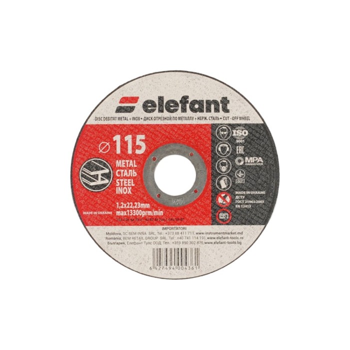 Disc abraziv pentru metal-inox ELEFANT 115*1,2*22,23 Innovative ReliableTools