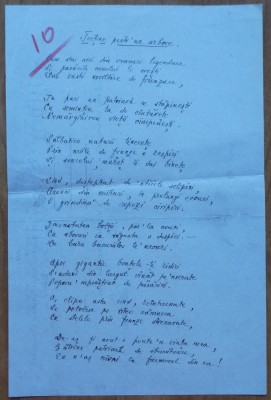 3 pagini manuscris Nichifor Crainic; Poezia: Tertine pentru un arbore + text foto