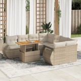 Gossi set canapele de gradina, 9 piese, cu perne, bej, poliratan