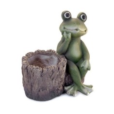 Decoratiune gradina, ceramica, broasca cu suport de ghiveci, 34x19x31 cm foto