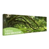 Tablou Fosforescent Copaci Bătr&acirc;ni, Canvas, 90x30cm, Decorativ, Luminează Noaptea, Imprimare Eco, Cadru Lemn, Decor Casa, Living, Dormitor