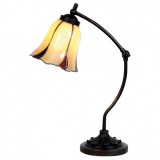 Veioza cu baza din polirasina maro si abajur din sticla Tiffany 15x46 cm