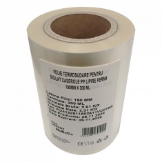 Folie termosudare pentru sigilat caserole PP, lipire ferma 190MM X 300 ML