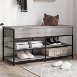 vidaXL Bancă de pantofi, gri sonoma, 100x42,5x50 cm, lemn prelucrat