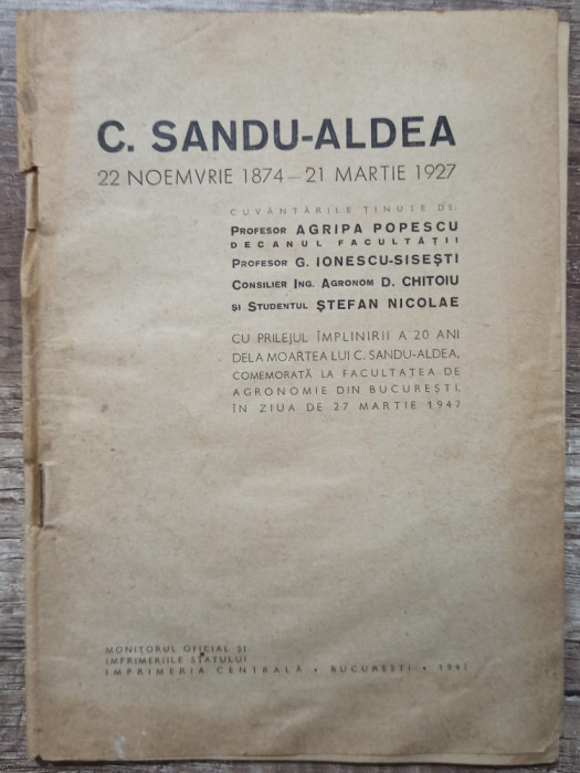Cuvantari cu prilejul implinirii a 20 ani de la moartea lui C. Sandu-Aldea