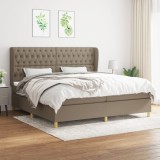 Cumpara ieftin Pat box spring cu saltea, gri taupe, 200x200 cm, textil